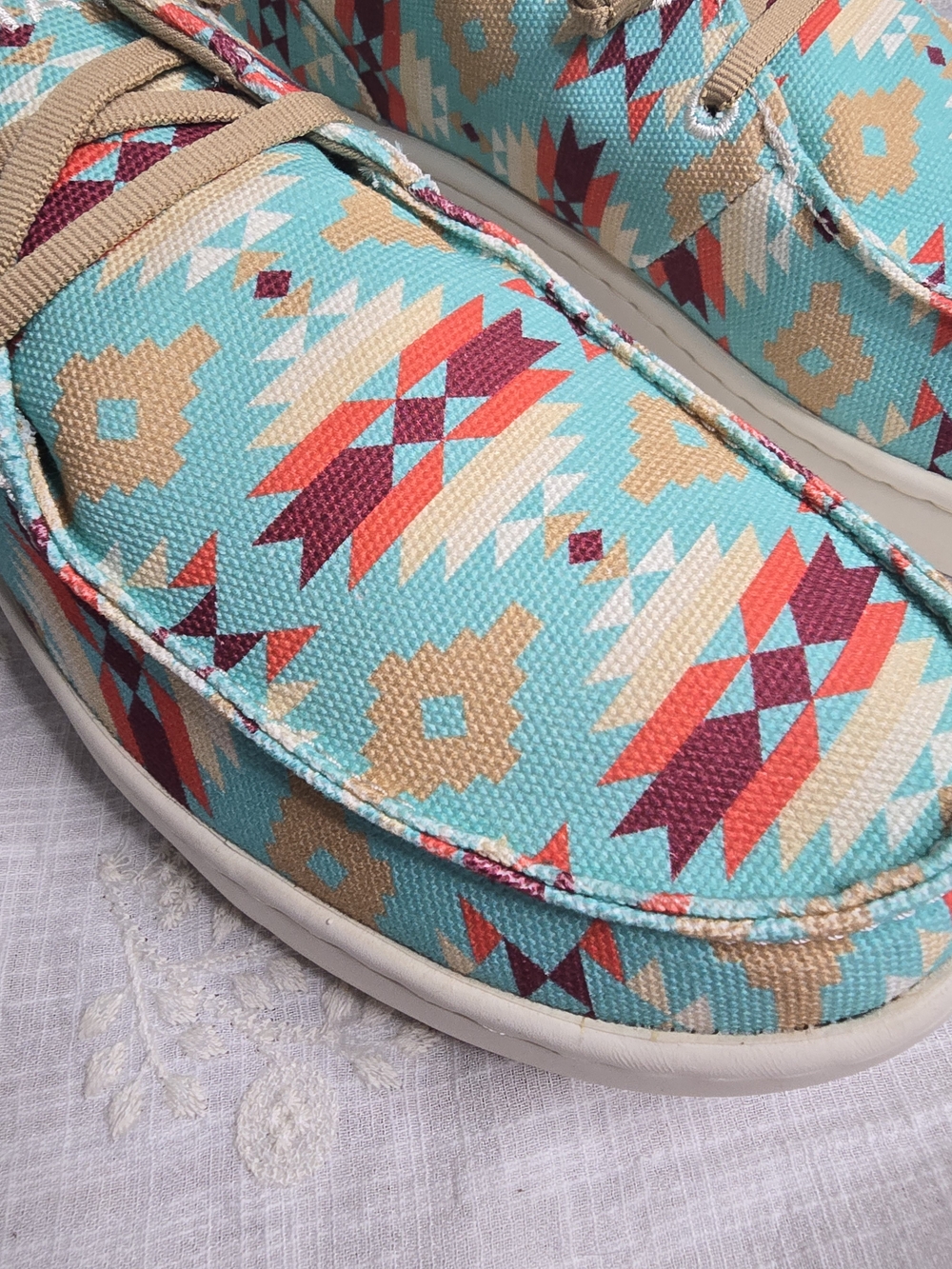Ariat Turquoise Aztec Pattern Hilo - Picture 3 of 5